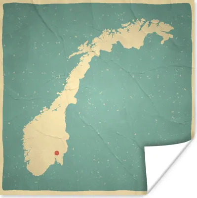 Produktbild von MuchoWow® Poster Illustration von Norwegen vor einem azurblauen Hintergrund. 50x50 cm - Wohnzimmerdekoration