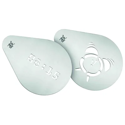 Produktbild von WMF Kakaoschablonen Wake Up 2er Set, Cappuccino Schablonen, Küchenhelfer, Edelstahl poliert, 0686386040