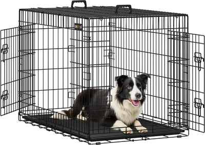 Image de Cage pour chien - Boîte de transport - Voyage sûr - Conception pliable - 107 cm - Noir