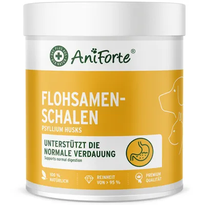 Produktbild von AniForte Flohsamenschalen für Hunde & Katzen 250g - Unterstützt die Verdauung, reich an Ballaststoffen, Indische Rohkostqualität, bei Übergewicht