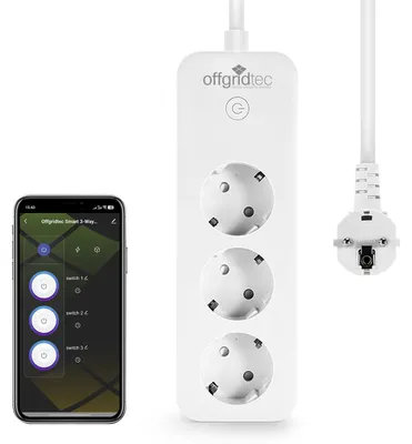 Smart WiFi Steckdosenleiste, 3 Steckdosen, 16 A, 2 Stück