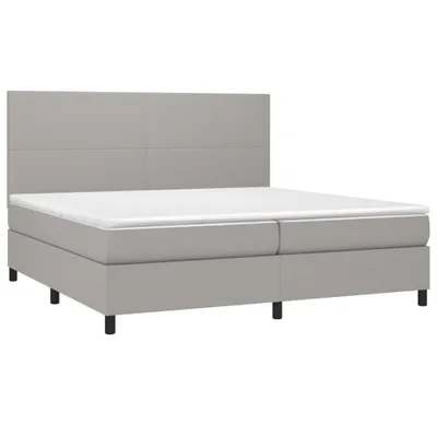 Imagen del producto de Cama con somier y colchón de la marca vidaXL, color gris claro, dimensiones 200x200 cm, tapizada en tela