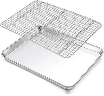 Produktbild von Azomor® Edelstahl Backblech mit Kühlrost für vielseitige Verwendung in der Küche