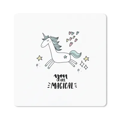 Produktbild von MuchoWow® Mauspad Mousepad Einhorn - Kinder - Zitate - Du bist magisch - Mädchen 20x20 cm - Mousepads - Maus Mat - Pad - Mausunterlage - Desk Mat - Bureauartikeln