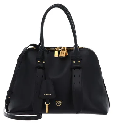 Produktbild von PINKO Handtasche Umhängetasche Bowling Bag Zip Mini Vitello Black - Antique Gold schwarz