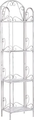 Produktbild von BELIANI Bad Regal Weiß Metall mit 4 Böden Rechteckig Antik Optik Retro Badezimmer Wohnzimmer Schlafzimmer Wanddekoration