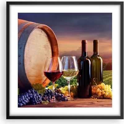 Produktbild von Gerahmtes Poster - Schwarzer Rahmen - Wein Weinberg Sommer - 50x50 cm - Wand Bild - Wanddeko - Wandbilder - Kunstposter - Wandposter - Bilderrahmen - Bilder - Kunstdruck - Wandbild - P2BAC50x50-4125