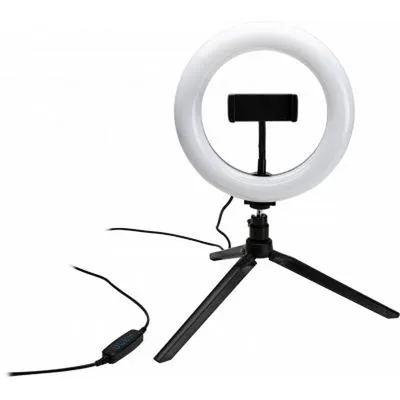 Produktbild von BigBen Connected, Kit Influence XL 20cm Ringlicht Weiß mit Stativ 1,6m, Schwarz