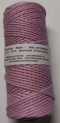 Produktbild von Makrameegarn Makramee Baumwollgarn Bastelgarn FLIEDER 150 Meter 3 mm GEZWIRNT