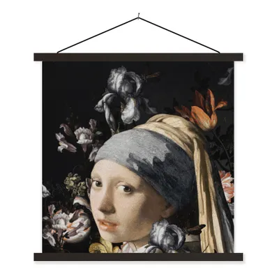 Produktbild von MuchoWow® Textilposter Gemälde - Blumen - Vermeer 60x60 cm mit schwarzem Rahmen - Posteraufhänger