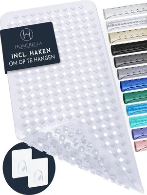 Produktbild von Unyqoos® Rutschfeste Badematte 88×39 cm – Duschmatte mit über 250 Saugnäpfen, inkl. Aufhängern, BPA‑frei, latexfrei, schimmelresistent, bei 30°C waschbar