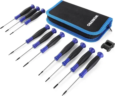 Zdjęcie produktu dla WORKPRO Zestaw mini śrubokrętów 10-częściowy mechanika precyzyjna elektronika zegarki śrubokręt Torx torba magnetyczna