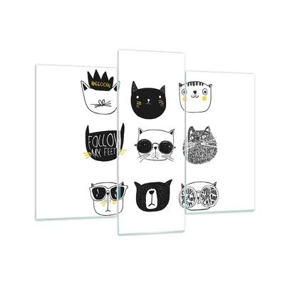 Produktbild von Bilder auf glas - Katze Haustier Tiere Illustration - 130x100cm - Glasbilder - Wandbilder - Kunstdruck - Wanddekoration aus Glas - Glas Bilder - Wandbild auf Glas - GCB130x100-2847