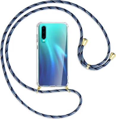 Produktbild von Handykette Backcover-Schutzhülle mit Band (Metall goldfarben) für Huawei P30 - Blautöne