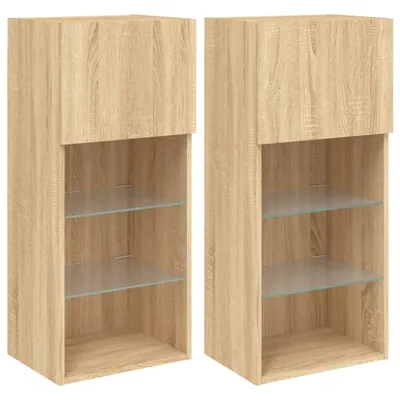 Immagine prodotto di vidaXL Mobili TV con luci LED 2 pezzi rovere Sonoma 40,5x30x90 cm