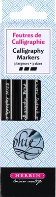 Produktbild von Jacques Herbin 5x Packung 3 Filzstiften/Markern die Kalligrafie Schwarz 20891T