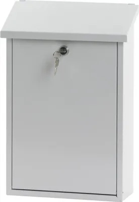 Produktbild von Wandbriefkasten Toledon mit Schrägdach & Zylinderschloß | HxBxT 40x27x12cm | Einwurföffnung 25x4cm | Weiß