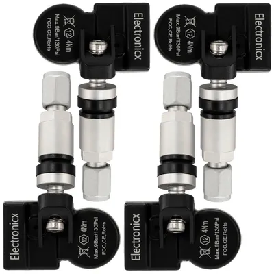 Obrázok produktu pre 4x snímače tlaku v pneumatikách TPMS, kovový ventil, strieborná farba, pre Sehol E40X 2020-2023