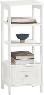 Image de SoBuy Table d'appoint haute Table d'appoint Étagère de rangement pour salon bureau cuisine en 3 niveaux avec 1 tiroir - 30x28x74cm