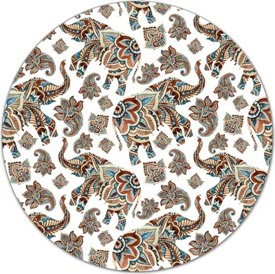 Produktbild von Glas Schneidebrett Herdabdeckplatten Schneideplatten Rund - 40 cm - Elefant Paisley