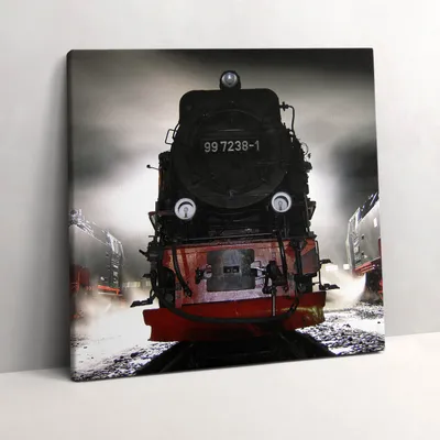 Produktbild von Locomotives at night – Leinwandbild Wandbild – 60x60 cm – Leinwandbilder – Wandbilder – Schlafzimmer – Flur