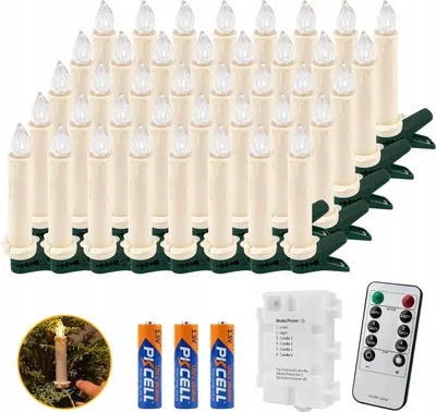 Produktbild von Led-Weihnachtsbaumbeleuchtung 40 Stk. Mit Batterien, Realistischem Effekt, Fernsteuerung Und Timer