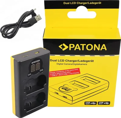 Produktbild von Dual LCD USB Ladegerät für Fuji NP-W235 Fujifilm X-T4 XT4 inkl. Micro USB Kabel