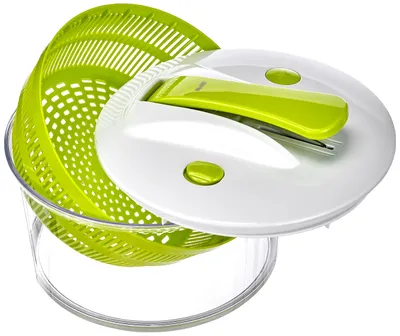 Productafbeelding van Ibili saladeslinger met pedaalfunctie, roestvrij staal, 24 cm, wit/groen/zilver