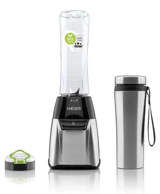 Immagine prodotto di HAEGER frullatore a immersione in vetro e acciaio inox - 350 W, tazza da 600 ml in TRITAN, caraffa thermos