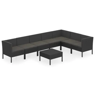 Produktbild von vidaXL 8-tlg. Garten-Lounge-Set mit Auflagen Poly Rattan Schwarz