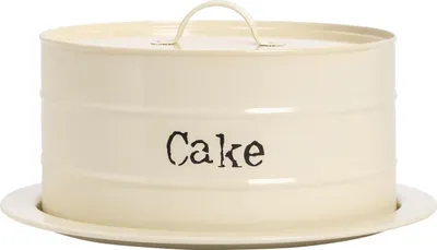 Produktbild von Harbour Housewares Industrie Kuchen-Speicher-Zinn mit Haube - Vintage Style Stahl-Ausstellungsstand Platte mit Cover - Creme