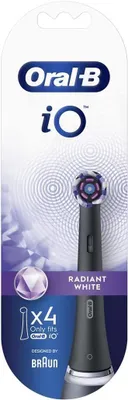 Produktbild von Oral-B 4 Stück Radiant White Ersatzbürsten, Schwarz, fortgeschrittene Bürste mit den Polierblättern für die Zahnaufhellung, für elektrische Bürsten Or