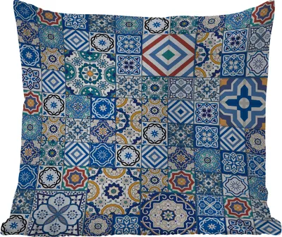 Produktbild von MuchoWow® Outdoor Kissen - Muster - Blau - Formen - 50x50 cm - Wetterfest - Lounge Kissen - Komfortabel - Kissen mit Bild