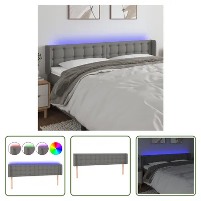Produktbild von The Living Store LED Kopfteil Dunkelgrau 203x16x78/88 cm Stoff