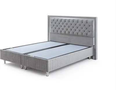 Obrázek produktu pro Graues Polsterbett Schlafzimmer Bettgestell Rechteckiges Doppelbett