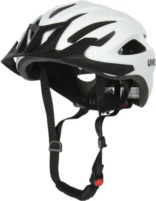 A white and black UVEX Viva 3 bicycle helmet is shown against a white background.