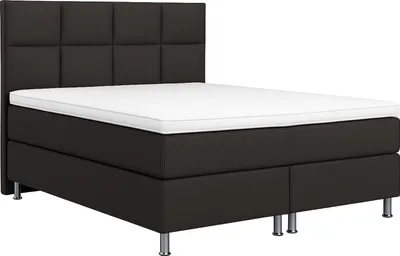 Produktbild von Boxspringbett MIAMI 140x200 cm Webstoff Schwarz mit 7 Zonen Taschenfederkern-Matratze mit Visco-Topper
