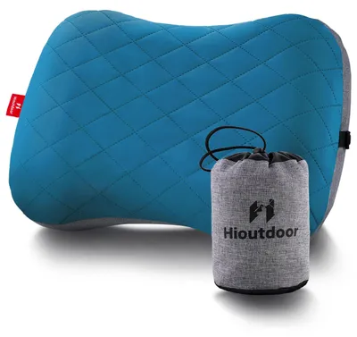 Imagen del producto de Almohada inflable para camping con funda desmontable, diseño ergonómico