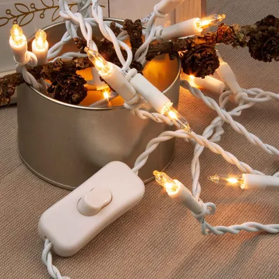 Produktbild von Lichterkette innen 20 klare warme Lichter, beleuchtet 2,85m, Kabel weiß, Stecker