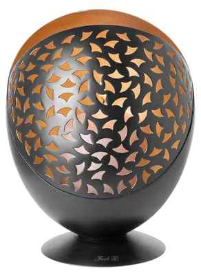 Produktbild von FINK Windlicht PURIA ohne Glas - Kerzenhalter aus Eisen pulverbeschichtet, schwarz matt, goldfarben, H 21 cm, Ø 16 cm