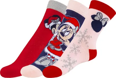 Image de Chaussettes enfants Minnie 2 - lot de 3 paires - 23-26 - Rouge,Rose,Violet,Argent