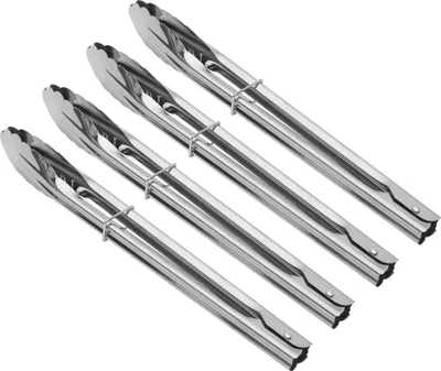 Image de lot de 4 pinces à grillades en acier inoxydable [longueur-28cm] - 4 pinces de cuisine universelles | Pack de 4 pinces BBQ multi-usages - Pince à viande [résistante à la chaleur] | Pince à saucisses | Pince à servir | Pince à gourmet