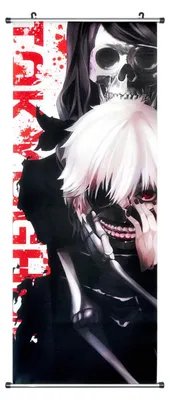 Obrázok produktu pre Veľký textilný zvitkový obraz Tokyo Ghoul | 100x40cm | Ken Kaneki & Liz Kamishiro