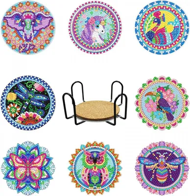 Image de Diamants brodés - Dessous de verre 8 pièces - Animaux 4