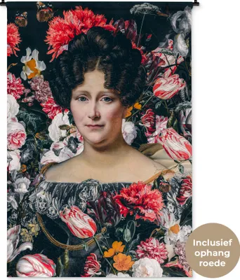 Produktbild von MuchoWow® Wandteppich Wandbehang Johanna Henriette Engelen - Dubois Drahonet - Blumen 120x180 cm Tapisserie Dekoration Wandtuch - Schlafzimmer - Dekorationen für das Haus