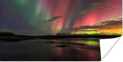 Produktbild von MuchoWow® Poster Nordlichter - Island - Farben 120x60 cm - Bild