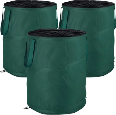 Produktbild von TRANKIELO® – Set aus 3 aufklappbaren Gartensackbehältern – 160 Liter – Wasserabweisend – Robust und platzsparend