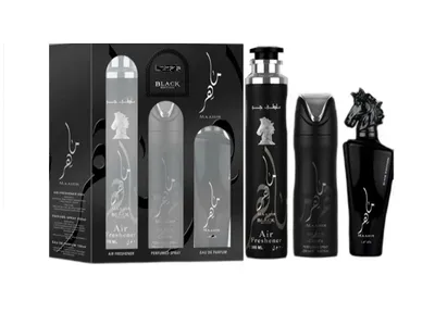 Produktbild von Maahir Black Edition Set Eau de Parfum Spray 100 ml, Duftspray 200 ml, Lufterfrischer 300 ml