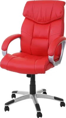 Image de Chaise de bureau HWC-A71, fauteuil de direction pivotant, similicuir ~ rouge
