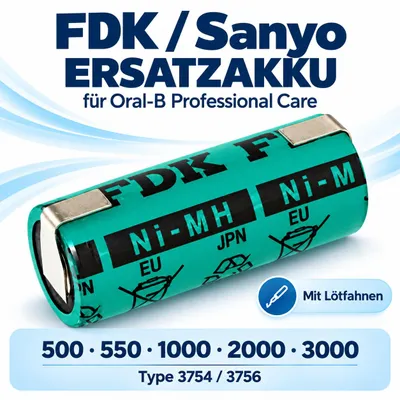 Produktbild von FDK/Sanyo Akku Oral B Professional Care 500 550 1000 2000 3000 Type 3754 / 3756